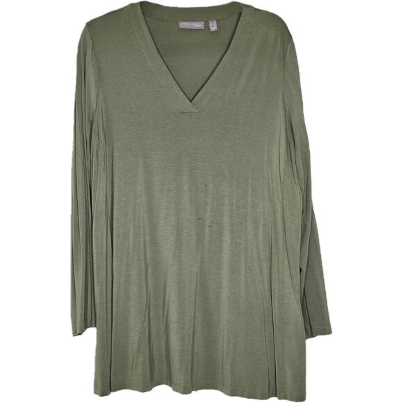 Susan Graver Tops - Susan Graver Lifestyle Women Liquid Knit Tunic Top 1XL Green Long Sleeve V-Neck